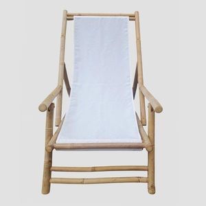Sezlong Mare, Homla, 60x115x83 cm, bambus/poliester, natur/alb imagine