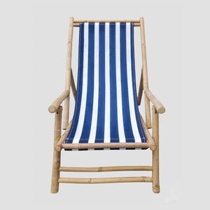 Sezlong Mare, Homla, 60x115x83 cm, bambus/poliester, natur/albastru imagine