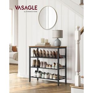 Pantofar cu 4 rafturi, Vasagle, 75x30x73 cm, PAL/otel, maro imagine