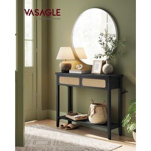 Consola cu 2 sertare Vasagle, Boho Chic, 100x30x80 cm, PAL/MDF, negru imagine
