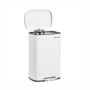 Cos de gunoi cu pedala 50 L, Songmics, inchidere soft close, capac cu balamale, igienic, etans, 43.2x37.1x63.2 cm, otel, alb imagine