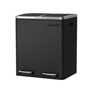 Cos de gunoi cu pedala 2 x 15 L, Songmics, inchidere soft close, igienic, etans, 41x36x47 cm, otel, negru imagine