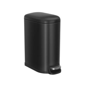 Cos de gunoi cu pedala 10 L, Songmics, Slim, inchidere soft close, 31.5x19x39 cm, otel, negru ink imagine