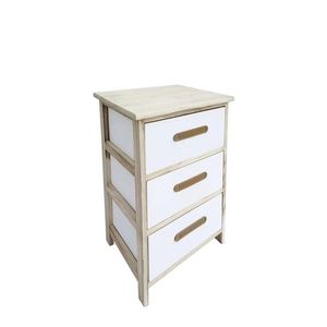 Comoda cu 3 sertare Reka, Bizzotto, 40x29x58 cm, lemn de paulownia/placaj, alb/natural imagine