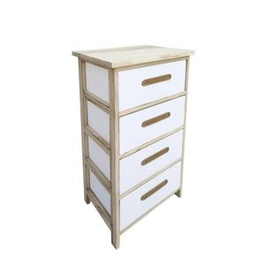Comoda cu 4 sertare Reka, Bizzotto, 40x29x73 cm, lemn de paulownia/placaj, alb/natural imagine