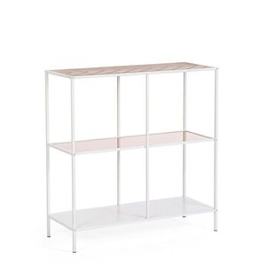 Consola Haldor, Bizzotto, 82x33x85 cm, otel/MDF furniruit/sticla temperata, alb imagine