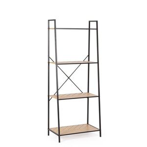 Biblioteca Haldor, Bizzotto, 60.5x36x150 m, otel/MDF furniruit, negru/natural imagine