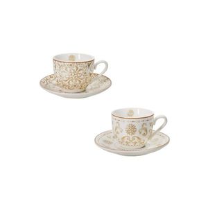 Set 2 cesti cu farfurie pentru cafea, Excalibur v2, Brandani, D11x5 cm, 50 ml, portelan New Bone China imagine
