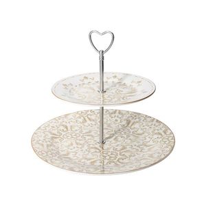 Platou etajat pentru prajituri, Excalibur, Brandani, D27x24 cm, portelan imagine