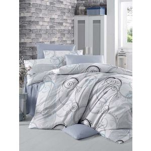Lenjerie de pat dubla King Size, Victoria, Gloria Pink, 4 piese, 100% bumbac ranforce, alb/negru imagine