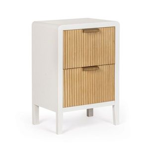 Comoda Charley, Bizzotto, 40 x 30 x 60 cm, MDF/paulownia/pin/otel, alb/natural imagine