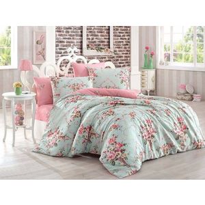 Lenjerie de pat dubla 3 piese, Alanur - Pink, Eponj Home, 65% bumbac/35% poliester imagine