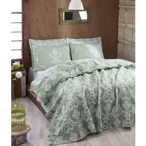 Cuvertura matlasata dubla, Pure - Water Green, EnLora Home, Bumbac imagine