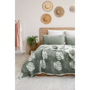 Set cuvertura pique dubla, Forest - Green, Şaheser, 70% bumbac/30% poliester imagine