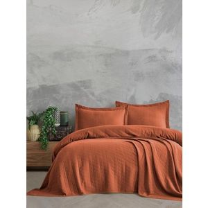 Set cuvertura de pat dubla 3 piese, Orella - Tile Red, Şaheser, Bumbac imagine