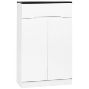 HOMCOM Dulap pentru Pantofi pentru 12 Perechi pentru Hol cu 3 Rafturi Reglabile și Sertar, Design Anti-Răsturnare, 60x32x100 cm, Alb | Aosom Romania imagine