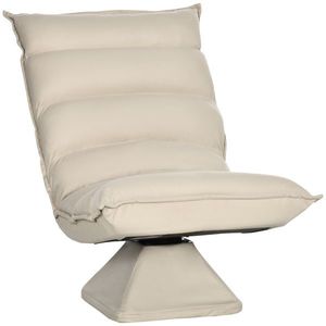 Fotoliu Relax din material capitonat cu pivotare la 360°, fotoliu rabatabil pe 3 nivele cu cadru din otel 62x62x95cm, bej HOMCOM | Aosom Romania imagine