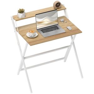 Birou HOMCOM pliant compact, suport monitor, lemn natural | Aosom Romania imagine