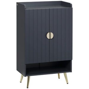 HOMCOM Dulap de pantofi modern cu 4 niveluri, cu 2 usi si rafturi reglabile pentru pana la 15 pantofi, din PAL si otel, 60x33x100 cm, gri si auriu | Aosom Romania imagine