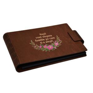 Album foto A5 personalizat, din lemn, Maro, Piksel, GuestBook, mesaj Nasi, pictat imagine