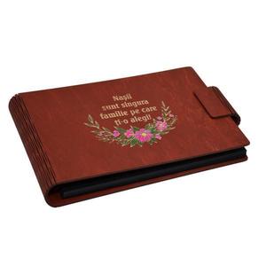 Album foto A5 personalizat, din lemn, Rosu, Piksel, GuestBook, mesaj Nasi, pictat imagine
