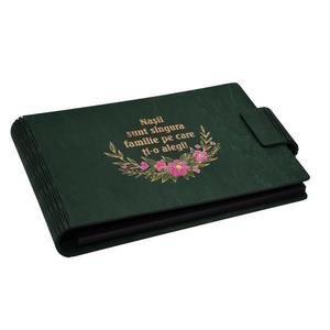 Album foto A5 personalizat, din lemn, Verde inchis, Piksel, GuestBook, mesaj Nasi, pictat imagine