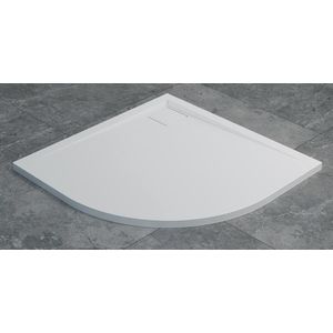 Cadita de dus semirotunda SanSwiss Livada W20A 80x80 cm slim marmura sintetica alb imagine