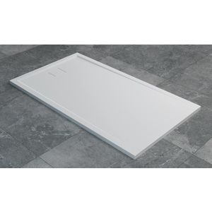 Cadita de dus dreptunghiulara SanSwiss Livada W20A 80x120 cm slim marmura sintetica alb imagine