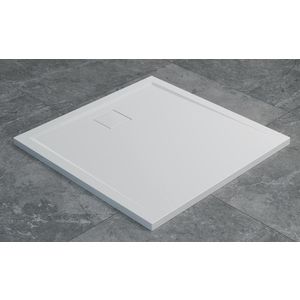 Cadita de dus patrata SanSwiss Livada W20Q 80x80 cm slim marmura sintetica alb imagine