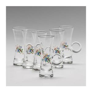 Set 6x pahar transparent cu toartă pentru lichior, motiv de buchet nr. 2 imagine