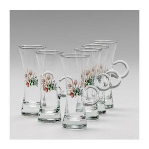 Set 6x pahar transparent cu toartă pentru lichior, motiv de buchet nr. 3 imagine