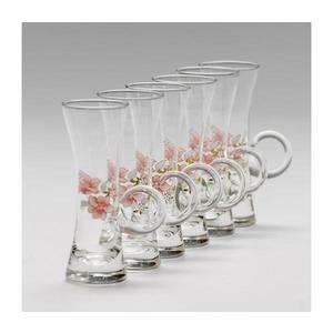 Set 6x pahar transparent cu toartă pentru lichior, motiv de buchet nr. 4 imagine
