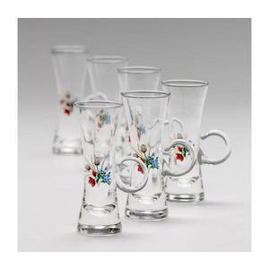 Set 6x pahar transparent cu toartă pentru lichior, motiv de buchet nr. 5 imagine