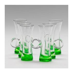 Set 6x pahar verde cu toartă pentru lichior imagine