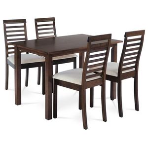 Set de masă din lemn masiv cu 4 scaune, 120 x 75 x75 cm, nuc, alb imagine