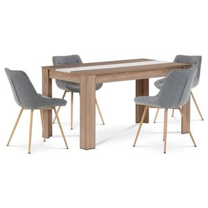 Set de sufragerie din MDF cu 4 scaune gri, 138 x80 x 75 cm, stejar Sonoma imagine