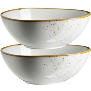 Mäser Set de 2 boluri ovale Pintar Puncte maro alb22 x 19 cm, maro imagine