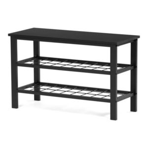 Raft pentru pantofi cu 2 rafturi, negru, negru imagine