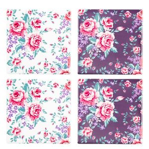 Suport de pahar Altom Floral, din ceramică, albastru, 10 x 10 cm, set 4 buc. imagine