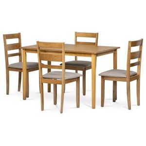 Set de masă din lemn masiv cu 4 scaune, 120 x 75 x75 cm, maro, maro imagine