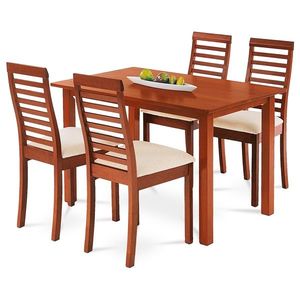 Set de masă din lemn masiv cu 4 scaune, 120 x 75 x75 cm, cireș, maro imagine