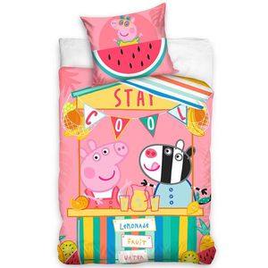 Carbotex Lenjerie de pat pentru copii Pepina Piggy Lemonade Stall, 140 x 200 cm, 70 x 90 cm imagine