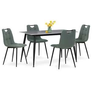 Set de masă cu farfurie ceramică și 4 scaune, verde, verde imagine