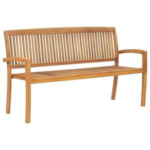 vidaXL Bancă grădină stivuibilă, 3 locuri, 159 cm, lemn masiv de tec imagine