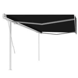 vidaXL Copertină retractabilă manual, cu stâlpi, antracit, 5x3, 5 m imagine