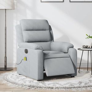 vidaXL Fotoliu electric de masaj rabatabil, gri deschis, microfibră imagine