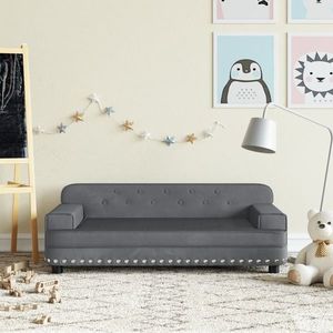 vidaXL Canapea pentru copii, gri închis, 90x53x30 cm, catifea imagine