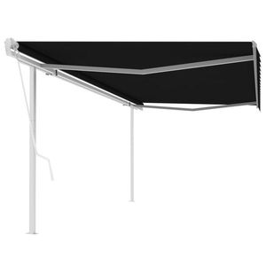 vidaXL Copertină retractabilă automat, cu stâlpi, antracit, 5x3, 5 m imagine