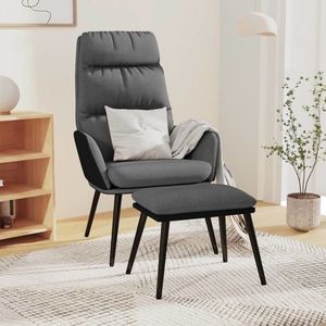 vidaXL Scaun de relaxare cu taburet, gri deschis, textil imagine