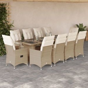 vidaXL Set mobilier de grădină, 11 piese, bej imagine
